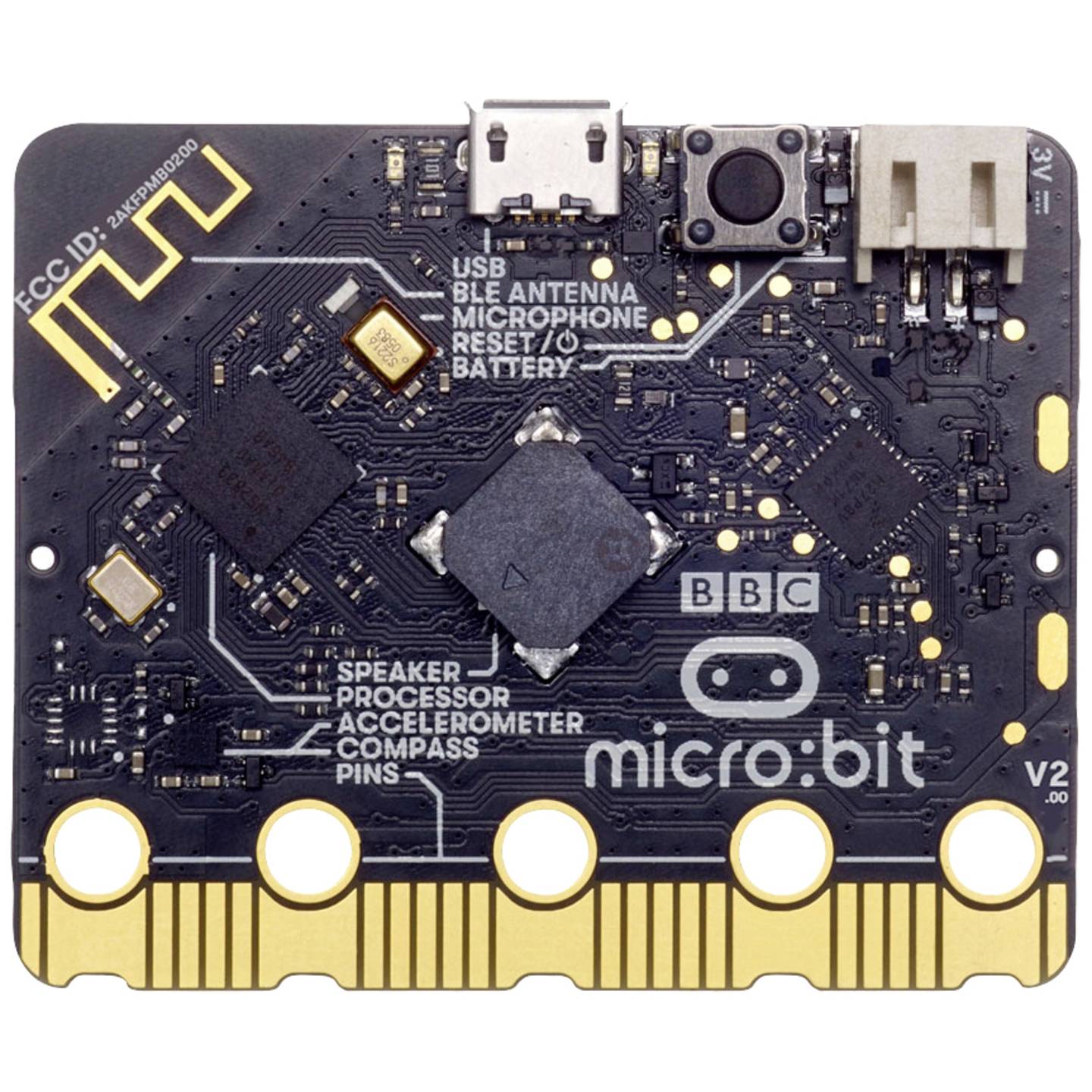 Carte de développement micro:bit V2 – Capteurs et haut-parleur intégrés